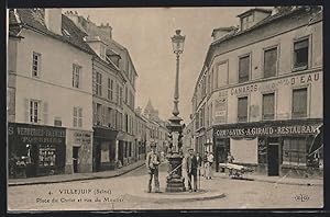 Carte postale Villejuif, Place du Chrrist et rue de Moutier