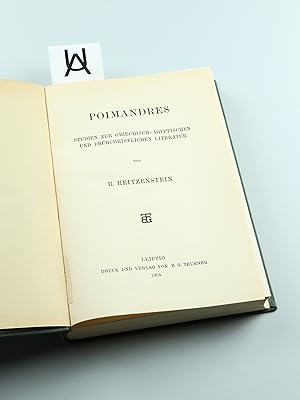 Image du vendeur pour Poimandres. Studien zur griechisch-gyptischen und frhchristlichen Literatur. mis en vente par Antiquariat Uhlmann