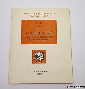 Imagen del vendedor de Le Culte de Zi. Elments de la religion Kono (Haute Guine Franaise). Mmoires de l'Institut Franais d'Afrique Noire, n 39 a la venta por Librairie Alain Brieux