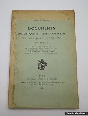 Bild des Verkufers fr Documents linguistiques et ethnographiques sur une rgion du Sud tunisien (Nefzaoua) zum Verkauf von Librairie Alain Brieux