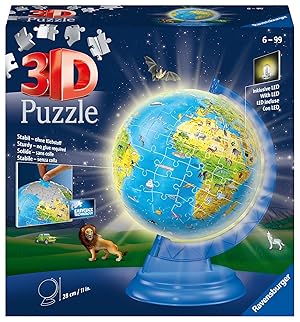 Ravensburger 3D Puzzle 11274 - Kinderglobus mit Licht in deutscher Sprache - 180 Teile - Beleucht...