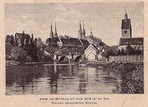 Bild des Verkufers fr Ansicht von Merseburg mit einem Blick auf den Dom. Holzstich. zum Verkauf von Antiquariat Heinz Tessin