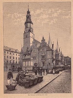 Bild des Verkufers fr Das Rathaus in Breslau. Holzstich . zum Verkauf von Antiquariat Heinz Tessin