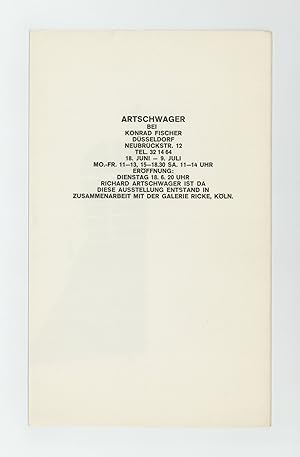 Exhibition flyer: Artschwager Bei Konrad Fischer (18 June-9 July [1968])