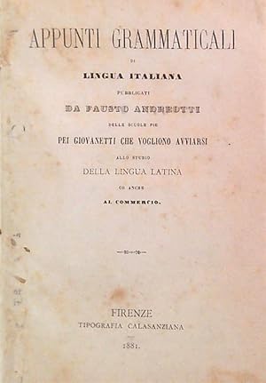 Bild des Verkufers fr Appunti grammaticali di lingua italiana zum Verkauf von Librodifaccia