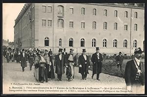 Carte postale Rennes, Fetes de L`Union de la Bretagne 1911, Inauguration des nouveaux Palais Univ...