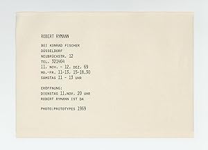 Exhibition card: Robert Rymann Bei Konrad Fischer (11 November-12 December 1969)