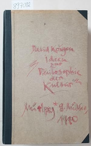 Bild des Verkufers fr Idden zur Philosophie der Kultur. Der Kulturakt : zum Verkauf von Versand-Antiquariat Konrad von Agris e.K.