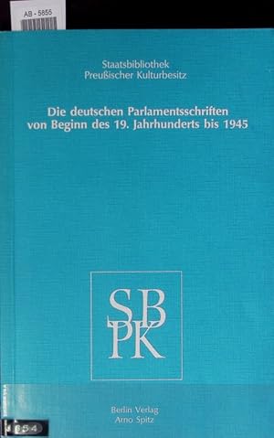 Bild des Verkufers fr Parlamentaria. 1. Bd Ein Verzeichnis der Bestnde der Staatsbibliothek Preuischer Kulturbesitz. zum Verkauf von Antiquariat Bookfarm