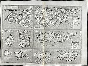 Map of Islands including Sicily, Corsica, Sardinia, Cyprus, Candia, Mallorca, Menorca, Malta, Mit...