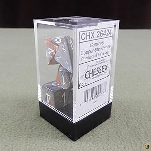 Seller image for Chessex Polyhedral 7-Die Gemini Dice Set - Copper-Steel with White for sale by Wayne's Books