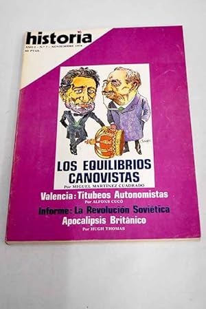 Immagine del venditore per Historia 16, Ao 1976, n 7:: Los equilibrios canovistas: la restauracin monrquica fue una solucin poltica impuesta; Hroes y rufianes frente a Napolen: comportamientos antipicos en la guerra de la Independencia; Objetivo: Museo del Prado; Valencia: titubeos autonomistas; La siembra de tempestades: gestacin histrica de la revolucin; Los das rojos; Los cuchillos largos: los bolcheviques y la oposicin (1917-1920); O el leninismo o la derrota; Ch'in Shing Huang-Ti: el gran dictador; Juan Domingo Pern: la conquista del poder; Mahoma: batallas decisivas. El poder de los coraischitas, destruido en los combates de Badr y Uhud venduto da Alcan Libros