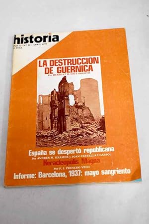 Imagen del vendedor de Historia 16, Ao 1977, n 12:: Espaa se despert republicana: el hundimiento monrquico; Los tres das de la Repblica Catalana; La represin sexual en la Espaa de Franco: de la Ley Fraga al Destape Po; La destruccin de Guernica: prensa, propaganda y diplomacia en torno al bombardeo; Los alquimistas de Felipe II; Los brquidas en Espaa: la Pennsula fue la mejor colonia y base militar de Cartago; Francisco Roldn, un pcaro en el descubrimiento de Amrica; Mayo sangriento (Barcelona, 1937): els flets de maig; Mayo sangriento (Barcelona, 1937). Objetivo: eliminar al Poum; Mayo sangriento (Barcelona, 1937): la Generalitat estaba maniatada; Mayo sangriento (Barcelona, 1937): mazazo a Largo Caballero; Mayo sangriento (Barcelona, 1937): Stalin est equivocado; Mayo sangriento (Barcelona, 1 a la venta por Alcan Libros