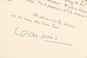 Lettre autographe signée adressée à Roland (Laudenbach) à propos d'un texte qu'il doit donner à l...