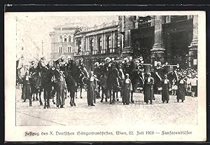 Ansichtskarte Wien, 10. Deutsches Sängerbundesfest 1928, Festzug der Fanfarenbläser