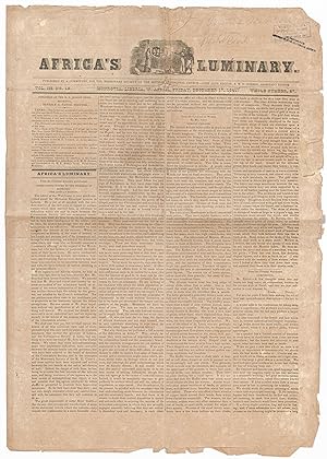 Bild des Verkufers fr [Newspaper]: Africa's Luminary. December 17, 1841 zum Verkauf von Between the Covers-Rare Books, Inc. ABAA