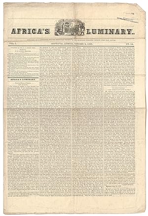 Bild des Verkufers fr [Newspaper]: Africa's Luminary. October 4, 1839 zum Verkauf von Between the Covers-Rare Books, Inc. ABAA