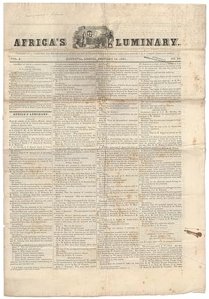 Bild des Verkufers fr [Newspaper]: Africa's Luminary. February 19, 1841 zum Verkauf von Between the Covers-Rare Books, Inc. ABAA