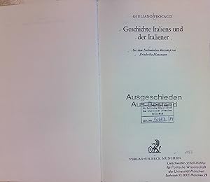 Bild des Verk�ufers f�r Geschichte Italiens und der Italiener. zum Verkauf von books4less (Versandantiquariat Petra Gros GmbH & Co. KG)