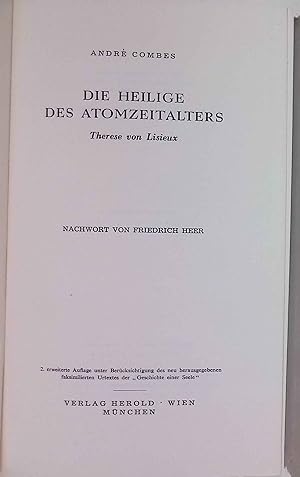 Bild des Verkufers fr Die Heilige des Atomzeitalters : Therese von Lisieux. zum Verkauf von books4less (Versandantiquariat Petra Gros GmbH & Co. KG)
