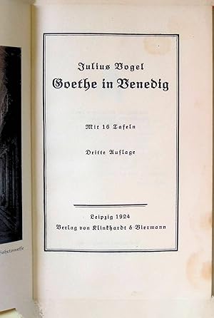 Bild des Verkufers fr Goethe in Venedig. zum Verkauf von books4less (Versandantiquariat Petra Gros GmbH & Co. KG)