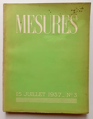 Bild des Verkufers fr Mesures - 15 juillet 1937, n 3 - zum Verkauf von Le Livre  Venir