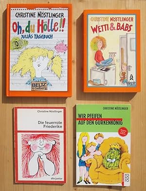 Bild des Verkufers fr Vier Bcher: 1. Oh, du Hlle! Julias Tagebuch ; 2. Wetti & Babs ; 3. Die feuerrote Friederike ; 4. Wir pfeifen auf den Gurkenknig zum Verkauf von Versandantiquariat Manuel Weiner