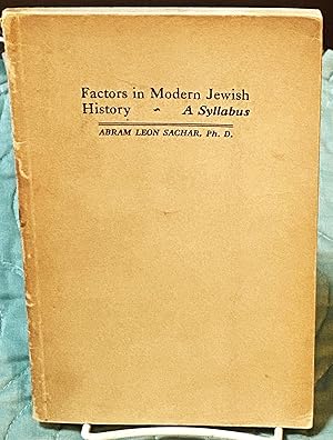 Factors in Modern Jewish History, A Syllabus
