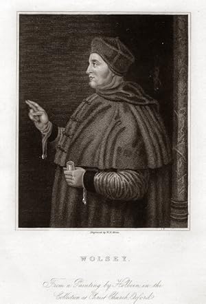 Cardinal Thomas Wolsey ,1833 Steel Engraved Historical Portrait