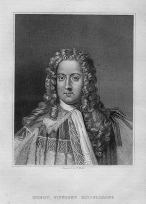 Henry St John, 1st Viscount Bolingbroke (16781751),1833 Steel Engraved Historical Portrait