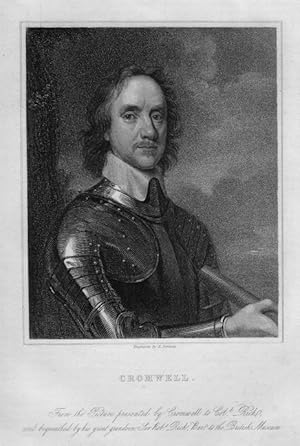 Oliver Cromwell,1833 Steel Engraved Historical Portrait