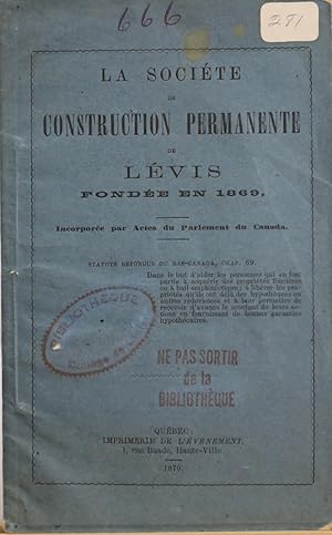 La Société de construction permanente de Lévis fondée en 1869