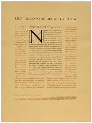 Seller image for Leonardo ~ The Desire to Know: Desiderio di Conoscere for sale by Arundel Books