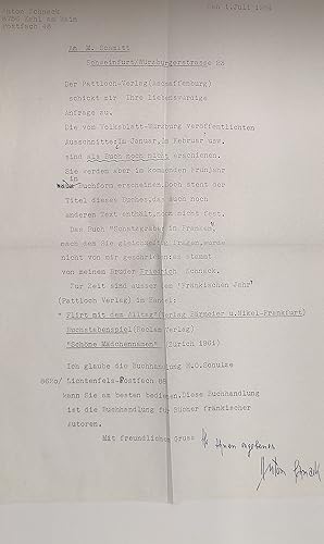 (1892-1973): Maschinengeschriebener Brief mit eigenhändiger Grußformel und Unterschrift an eine L...