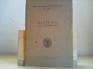 Christian-Albert-Universität zu Kiel. Satzung vom 17. November 1928.