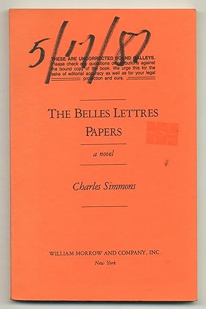 Bild des Verkufers fr The Belles Lettres Papers zum Verkauf von Between the Covers-Rare Books, Inc. ABAA