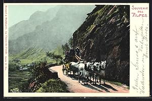 Ansichtskarte Postkutsche in den Alpen