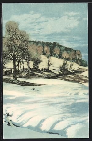 Bild des Verkufers fr Knstler-Ansichtskarte Friedrich Iwan: Landschaft whrend Schneeschmelze zum Verkauf von Bartko-Reher