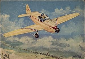 Künstler Ansichtskarte / Postkarte Petit, L., Französisches Militärflugzeug Starck AS 70 Jac