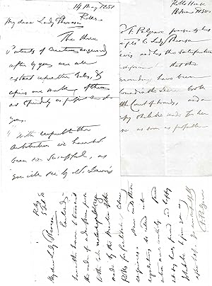Bild des Verkufers fr [Sir Francis Palgrave, archivist and scholar, Deputy Keeper of the Public Record Office.] Two Autograph Letters Signed and an Autograph Letter in the third person to Lady Theresa Lewis, aiding her in her biographical investigations. zum Verkauf von Richard M. Ford Ltd