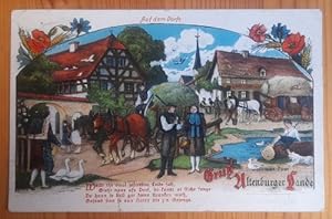 Ansichtskarte AK Gruss aus dem Altenburger Lande. Auf dem Dorfe mit Vierzeiler (Farblitho)