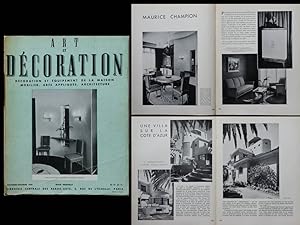 ART ET DECORATION n°9 1938 VILLA LA CALADE ANTIBES, LLORENS ARTIGAS, LALIQUE