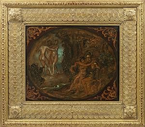 "Mars und Venus, im Hintergrund die drei Grazien, darüber schwebt Amor" originales Gemälde, Öl au...