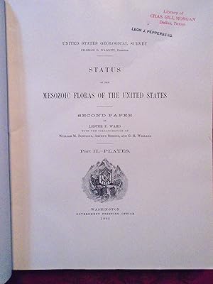 Bild des Verkufers fr STATUS OF THE MESOZOIC FLORAS OF THE UNITED STATES, SECOND PAPER; PAR; PART II - PLATES. MONOGRAPHS OF THE UNITED STATES GEOLOGICAL SURVEY, VOLUME XLVIII zum Verkauf von Robert Gavora, Fine & Rare Books, ABAA