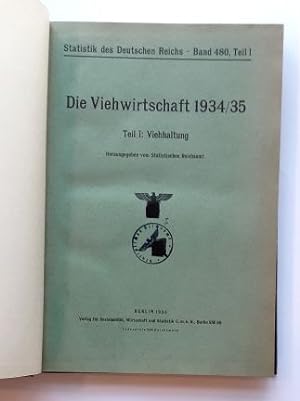 Statistik des Deutschen Reichs. Bd. 480, Teil I u. II: Die Viehwirtschaft 1934/35. Teil I: Viehha...