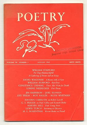 Bild des Verkufers fr Poetry - Volume 106, Number 5, August 1965 zum Verkauf von Between the Covers-Rare Books, Inc. ABAA