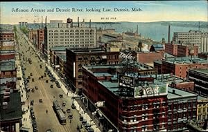 Ansichtskarte / Postkarte Detroit Michigan USA, Jefferson Avenue, Detroit River