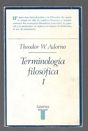 TERMINOLOGIA FILOSOFICA. TOMO I
