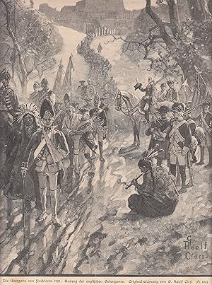 Die Übergabe von Yorktown im amerikanischen Unabhängigkeitskrieg 1781: Auszug der englischen Gefa...