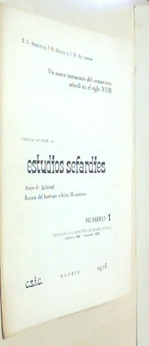 Immagine del venditore per Un nuevo testimonio del romancero sefard en el siglo XVIII venduto da Librera La Candela